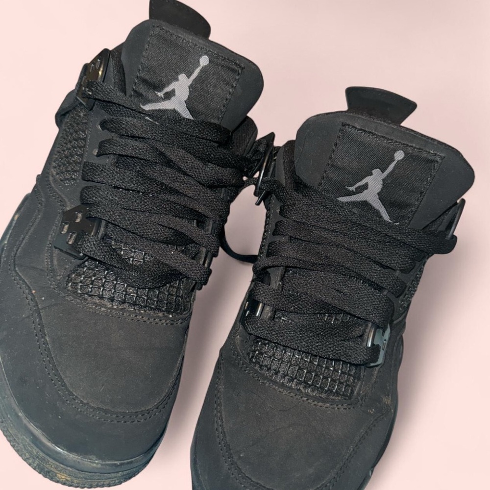 Jordan Black-cat Sneakers with Gray Logo